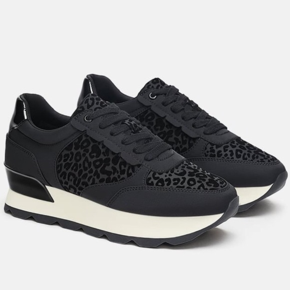 ZARA Black Leopard Print Sneakers